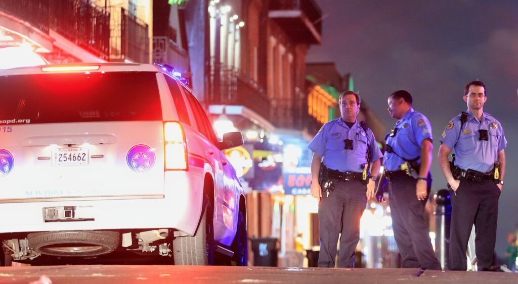 Photo of Cops on Bourbon Street for article on Philadelphia Eagles fans