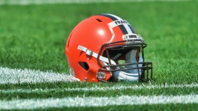 Cleveland Browns helmet on ground