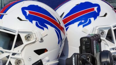 Photo of Buffalo Bills helmets for article on Mike White