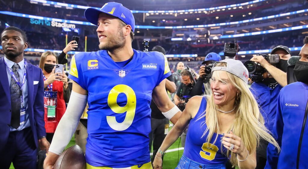 Kelly Stafford and Matthew on field