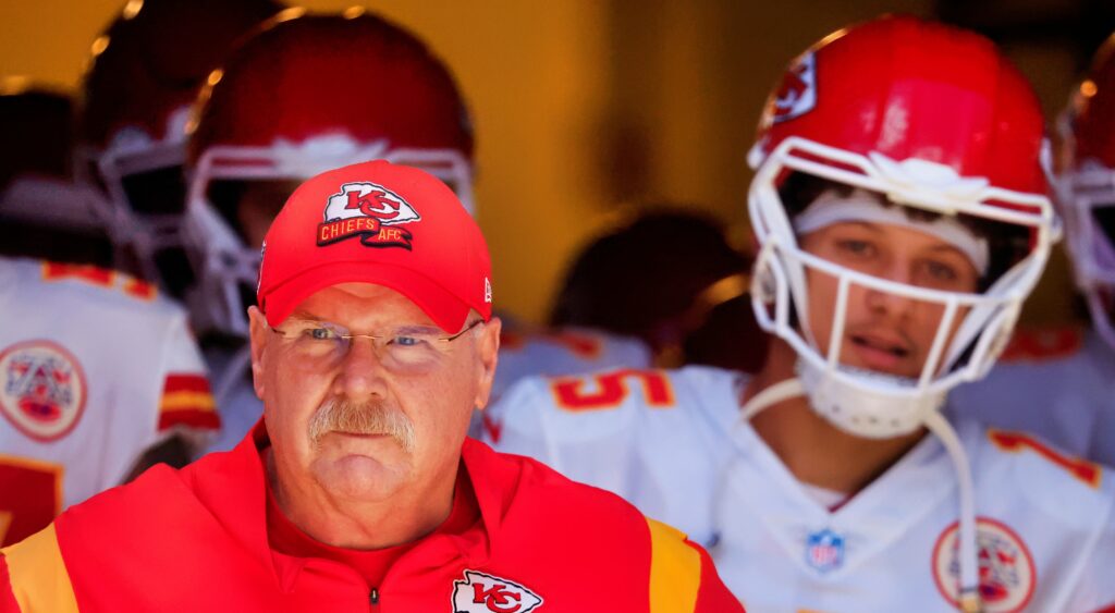 Kansas City Chiefs head coach and players in tunnel