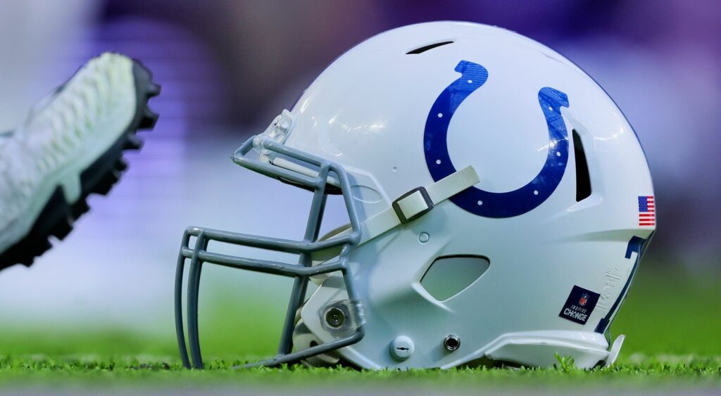 Indianapolis Colts helmet on ground