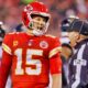 Kansas City Chiefs QB Patrick Mahomes and ref on field