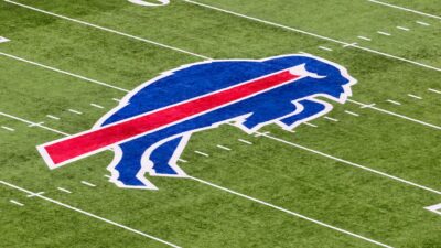 Buffalo Bills logo on field