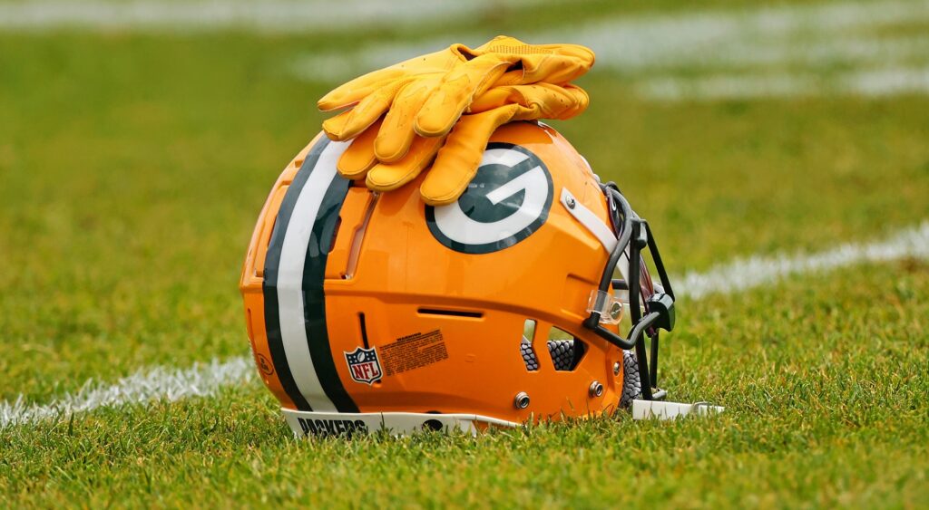 Green Bay Packers helmet on ground