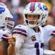 Buffalo Bills players in huddle