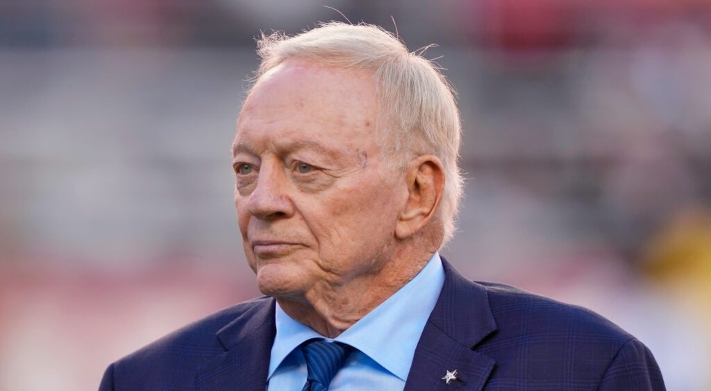 Jerry Jones of Dallas Cowboys looking on.