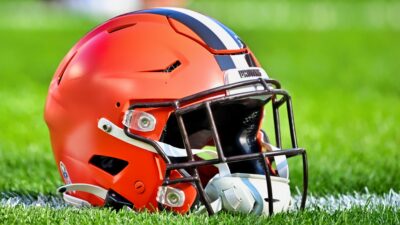 Cleveland Browns helmet on ground