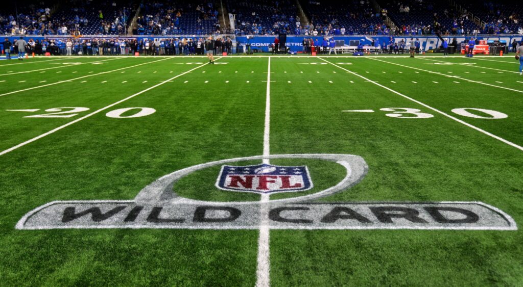 NFL Wild Card Round logo shown on Ford Field.