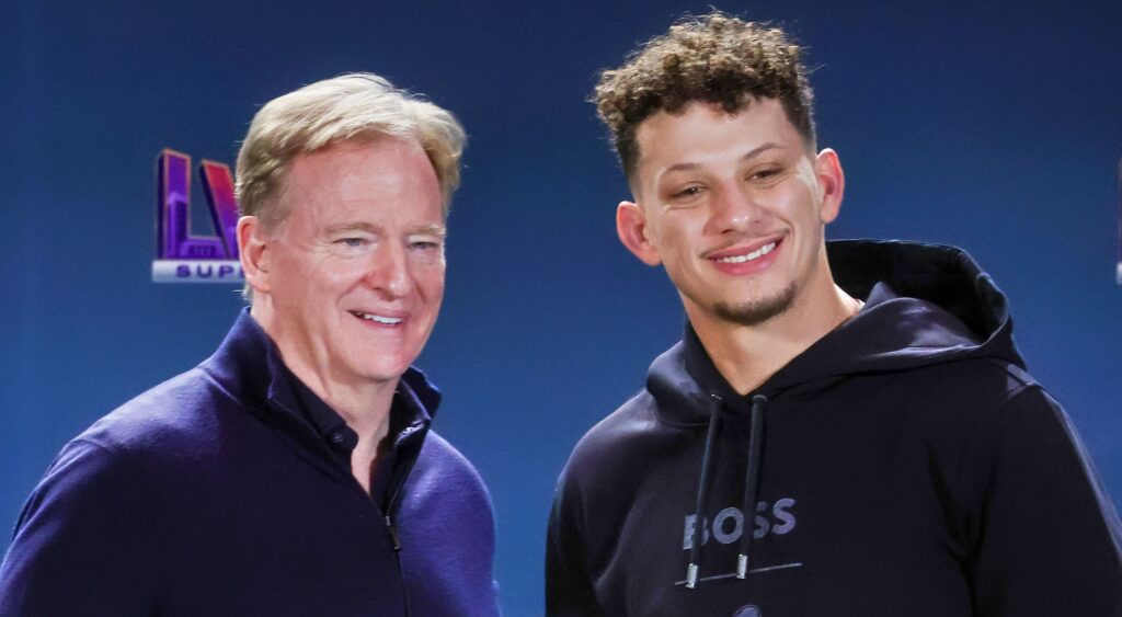 Roger Goodell and Patrick Mahomes posing