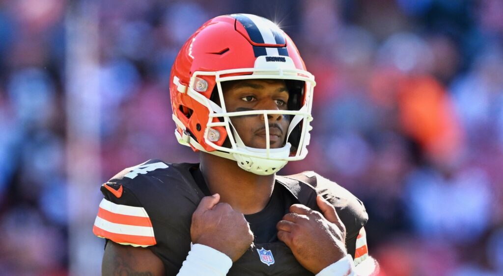 Deshaun Watson of Cleveland Browns looking on.