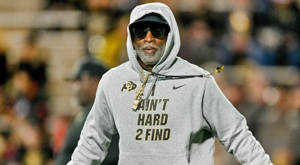 Deion Sanders in hoodie