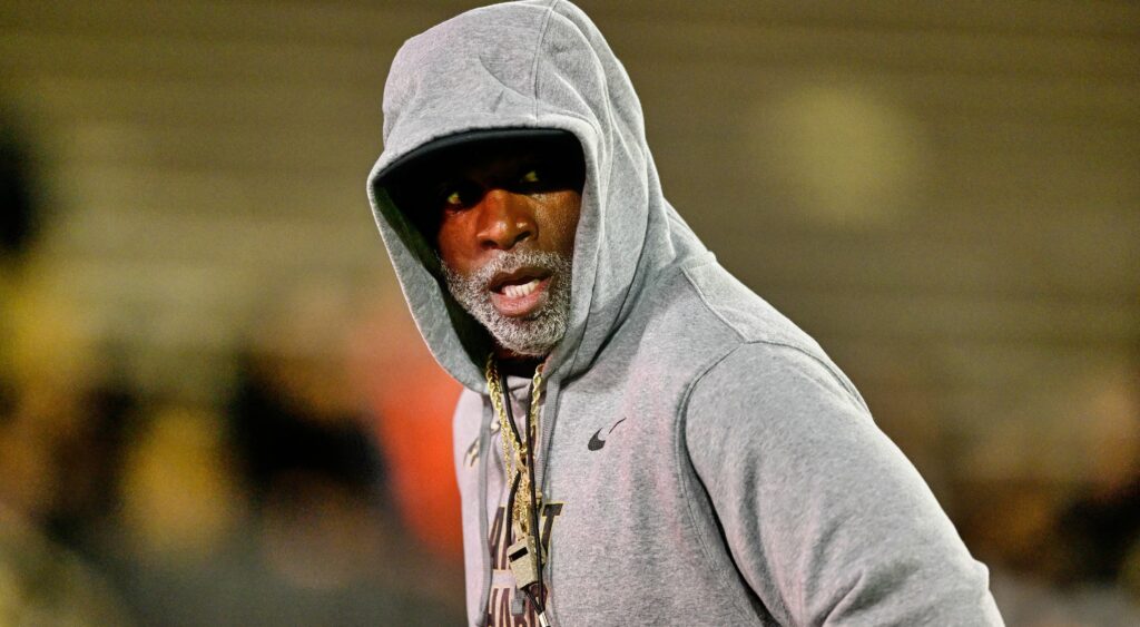 Deion Sanders wearing hoodie