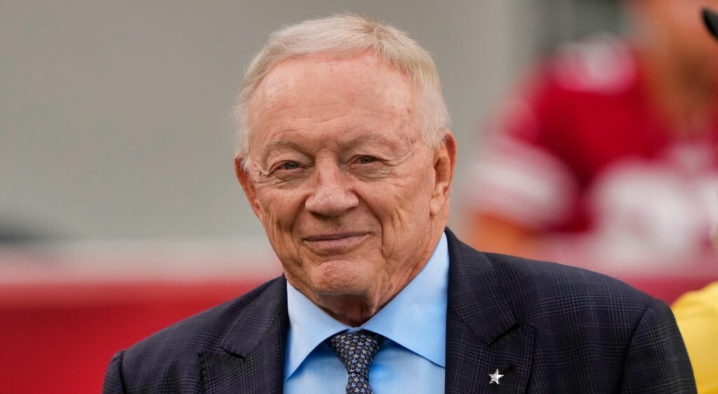 Jerry Jones looking on. The Dallas Cowboys are reportedly close to naming Brian Schottenheimer their new head coach.