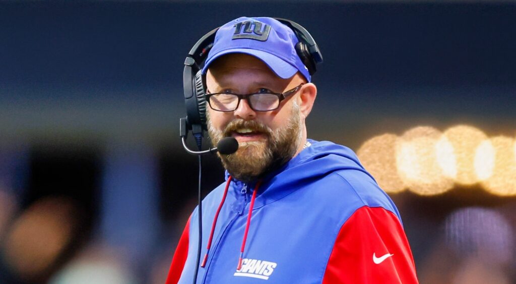 New York Giants head coach Brian Daboll reacts during game.