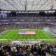 National Anthem with flag on field