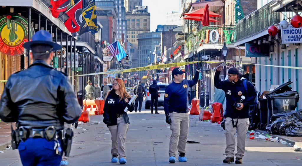 Bourbon Street with cops