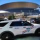 Cop car in front of Caesars Superdome