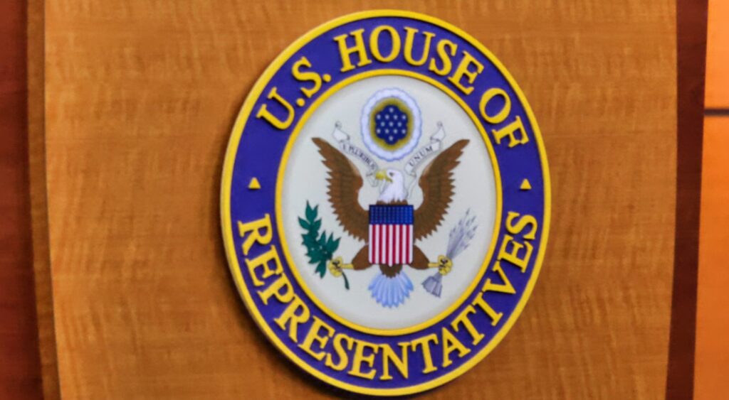 U.S. House of Representatives emblem on podium