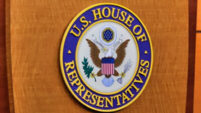 U.S. House of Representatives emblem on podium