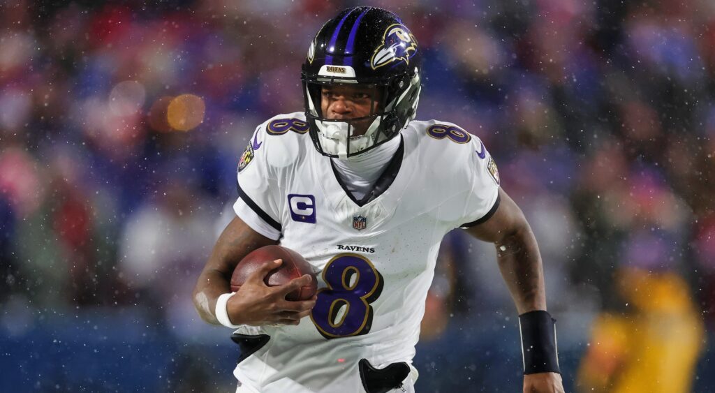 Lamar Jackson in Ravens uniform