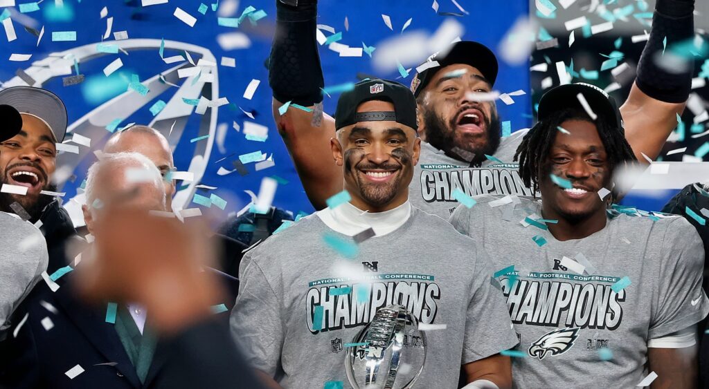 Philadelphia Eagles celebrating NFC Championship win