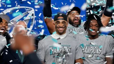 Philadelphia Eagles celebrating NFC Championship win