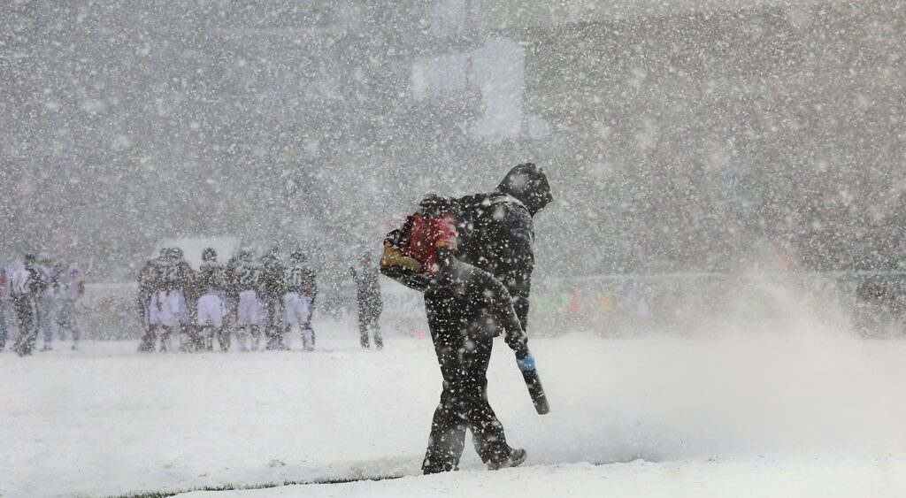 Snow cleaner at Eagles game.