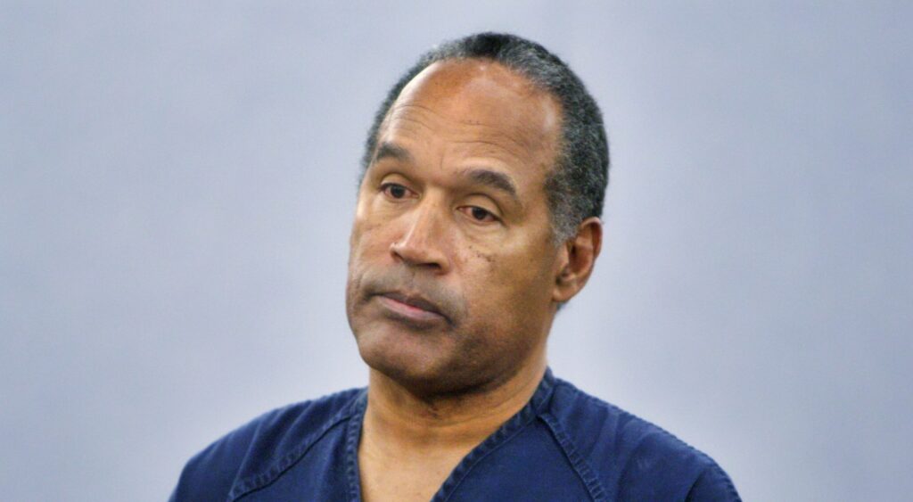 O.J. Simpson looking on at trial.