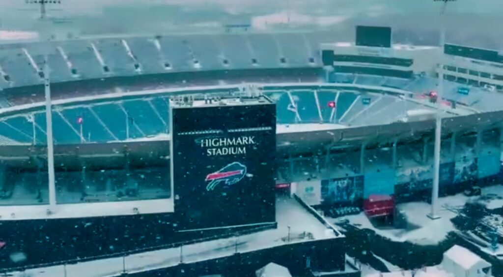 Highmark Stadium in the snow