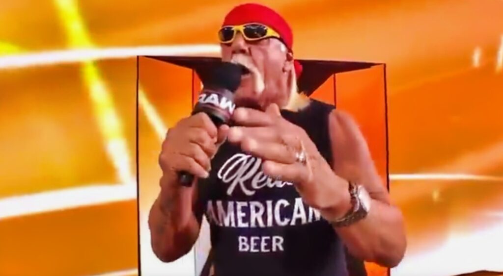 Hulk Hogan speaking to WWE crowd