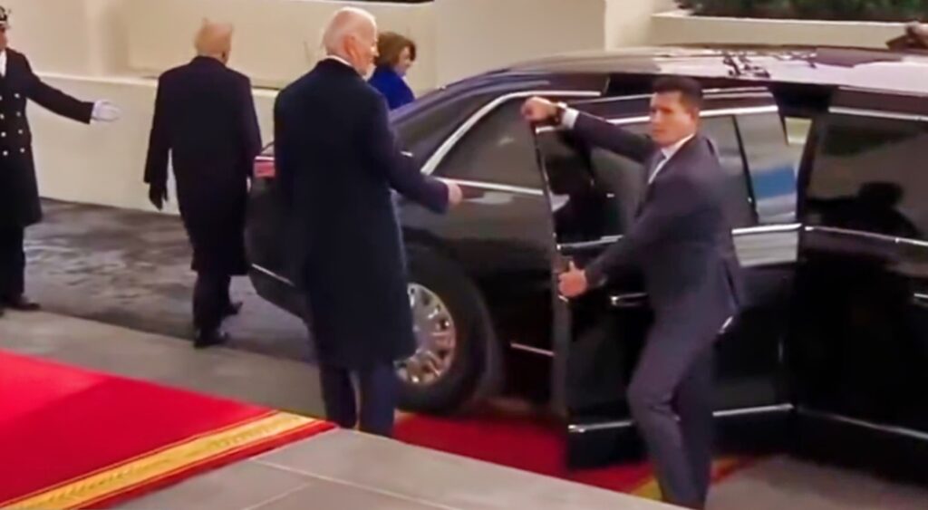 Joe Biden entering limousine