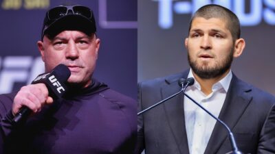 Joe Rogan labeled Khabib Nurmagomedov's opponent a 'cheater' after a viral video showed the fighter wrestling a bear in his youth