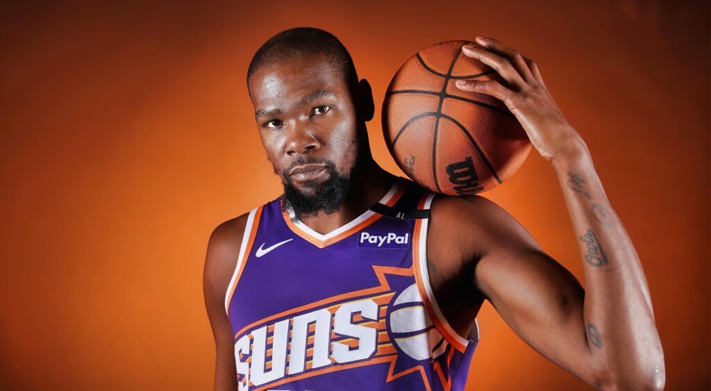 Kevin Durant of the Phoenix Suns poses for a portrait during media day