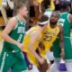 LeBron James was caught on camera with an intense stare at Kristaps Porzingis after delivering a vicious poster dunk on him