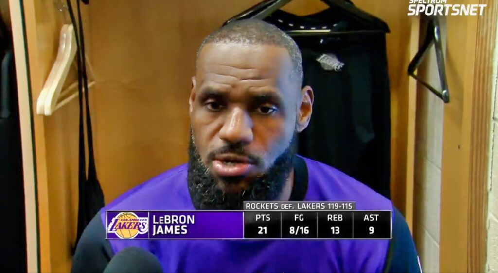 LeBron James speaks out on the referee's decision to ignore his timeout request during the final seconds of the Rockets-Lakers game