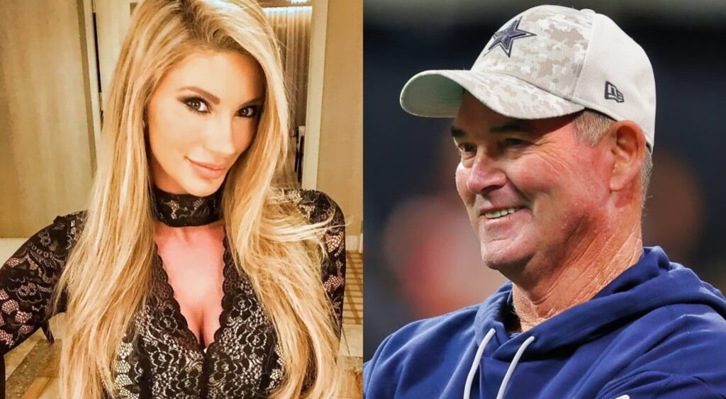 Mike Zimmer in Cowboys gear and Katarina Elizabeth Miketin posing