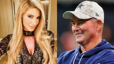 Mike Zimmer in Cowboys gear and Katarina Elizabeth Miketin posing