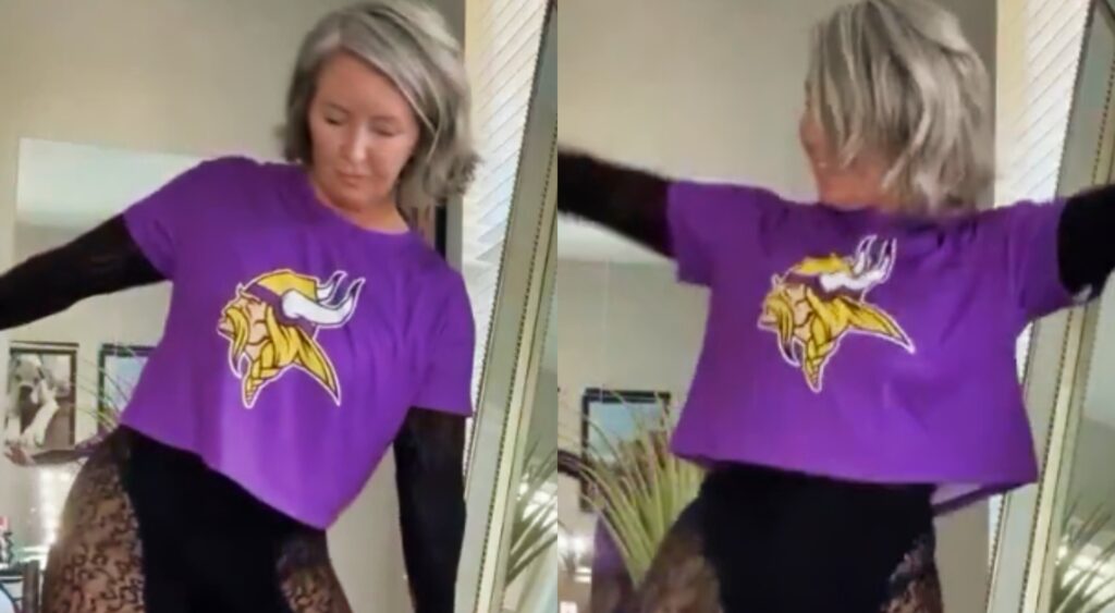 Photos of Minnesota Vikings fan dancing