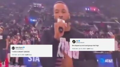 Norman Powell of the Clippers sparks laughter with a hilarious blunder while addressing fans at the Intuit Dome event