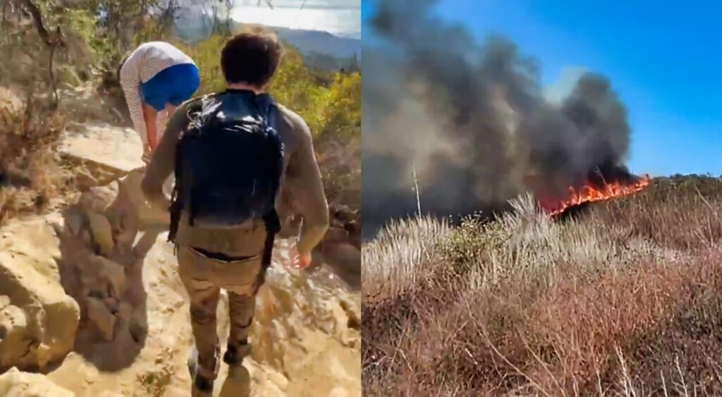 Photos of hikers running from Palisades fire