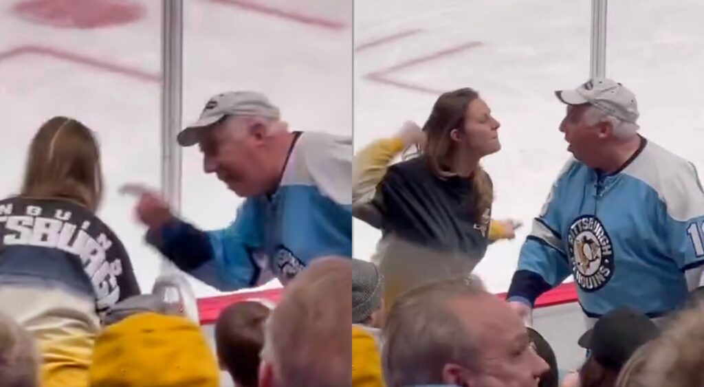 Penguins fans fighting.