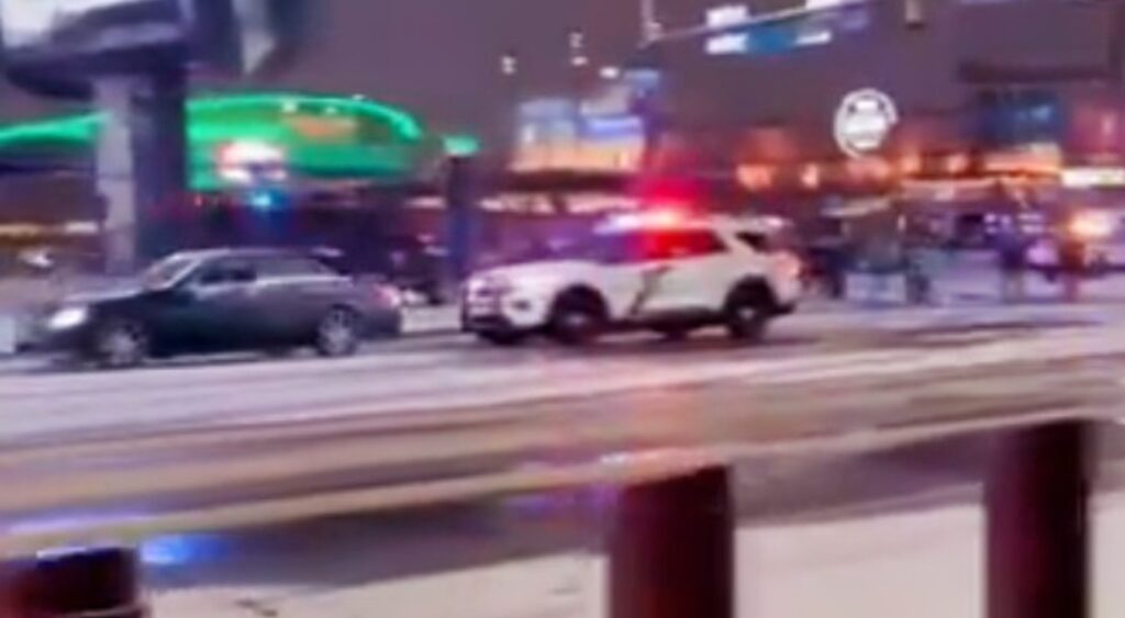 Philadelphia Eagles fan driving into cop car