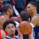 Russell Westbrook's hilarious response to Jalen Green's trash-talk has the Houston Rockets bench in stitches during a viral moment