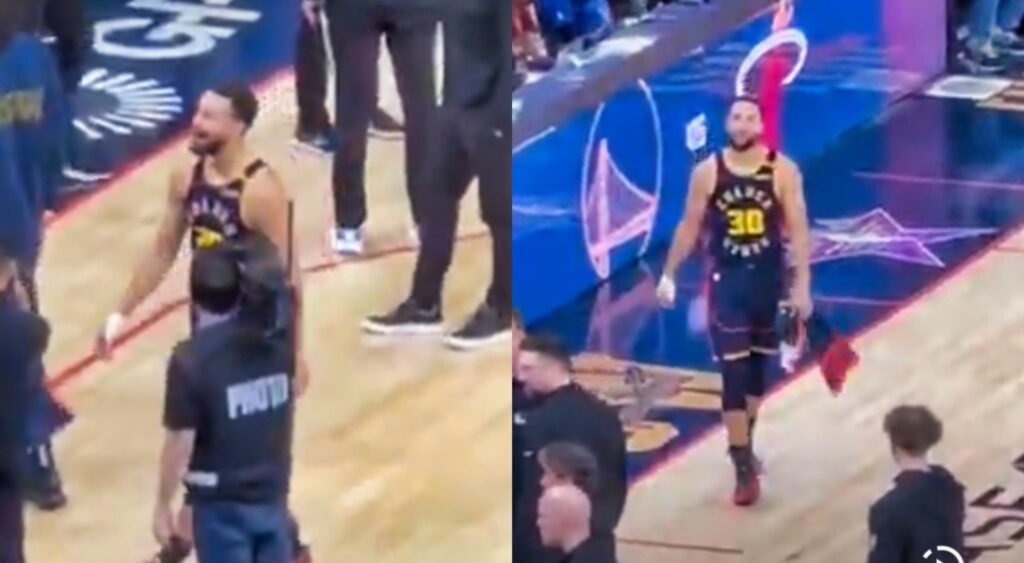 Stephen Curry was spotted walking around the court with visible exasperation