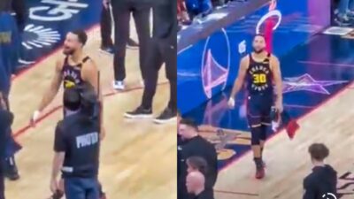 Stephen Curry was spotted walking around the court with visible exasperation