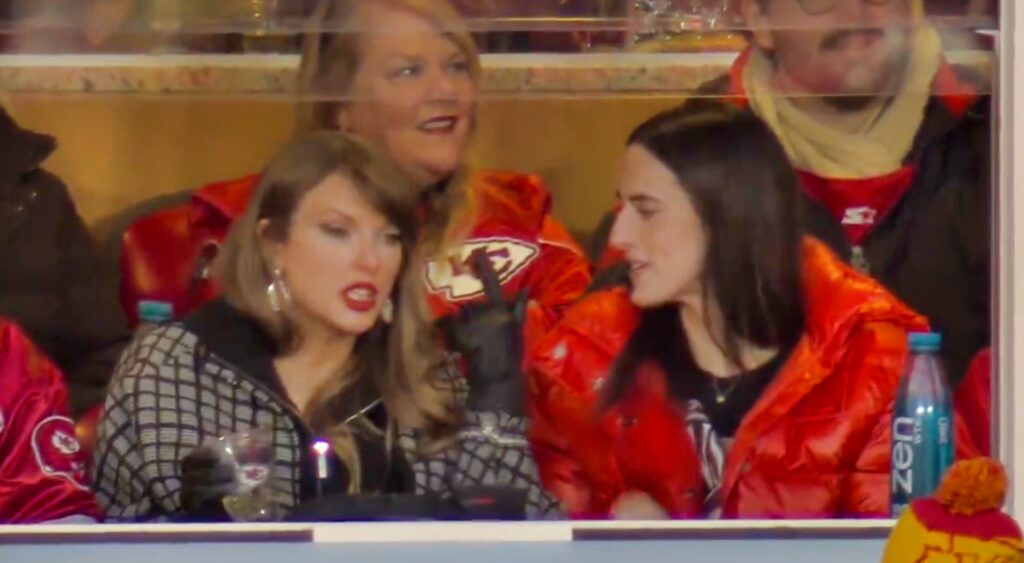 Taylor Swift and Caitlin Clark at chiefs game