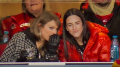 Taylor Swift and Caitlin Clark in suite