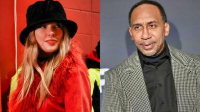 Photos of Taylor Swift and Stephen A Smith smiling