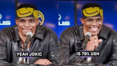 Russell Westbrook shares priceless reaction after hearing Nikola Jokic's impressive triple-double win percentage compared to his own